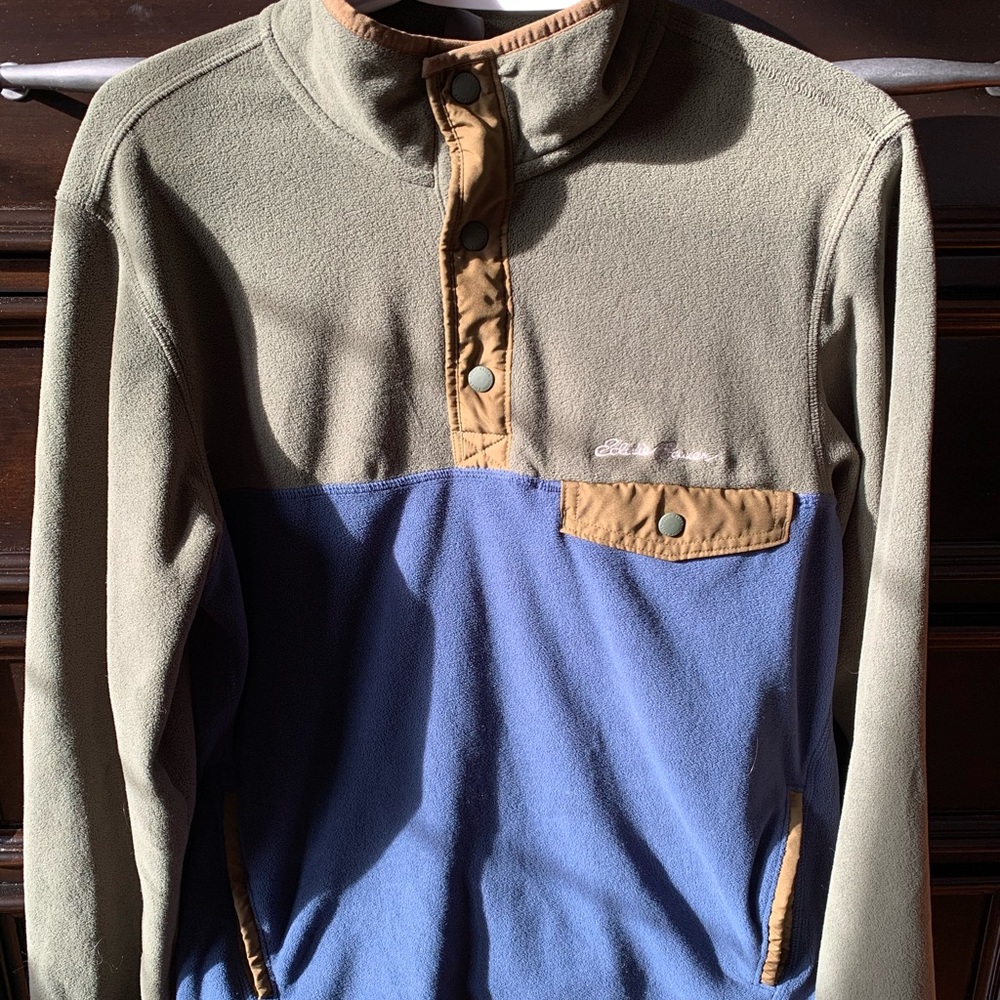 Eddie Bauer fleece quarter button sweater